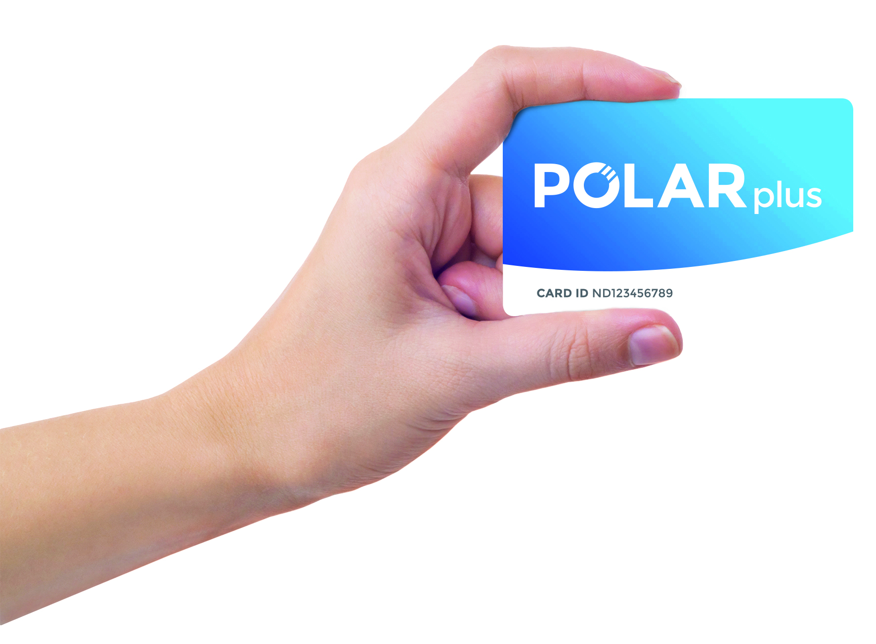 Hand holidng up the Polar Plus electric car charging card