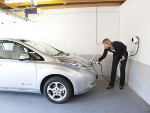 Home charge Nissan Leaf in garage
