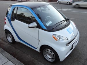 Smart Car electric vehicle on the road